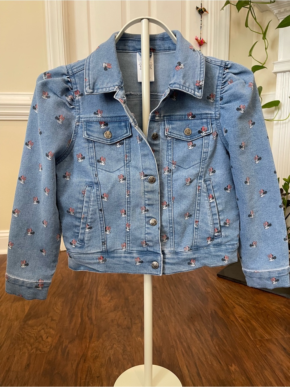 Disney Parks Minnie Mouse All-Over Print Denim Jacket – Girls Size 7/8